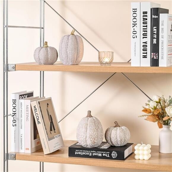 Artificial Pumpkin Decor, Brown and White Decorative Pumpkins, Thanksgiving - Picture 4 of 7